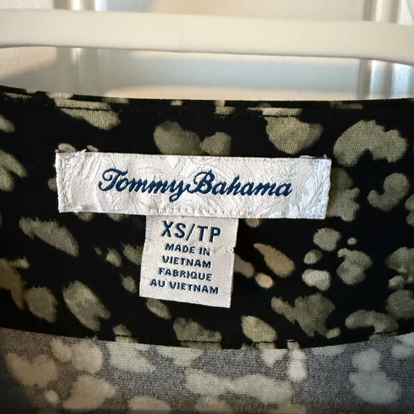 Tommy Bahama Leopard Print Knot Front Dress Black XS Sleeveless - Picture 4 of 6